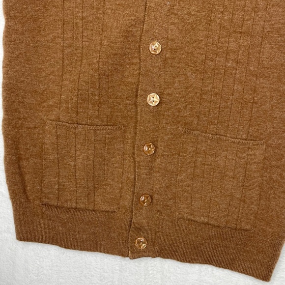 Woolmark Mens Vintage Mod Style Sweater Vest Camel GrandpaCore - Picture 7 of 8